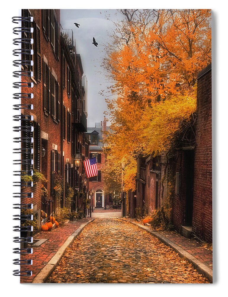 Boston Spiral Notebook featuring the photograph Acorn St. by Joann Vitali