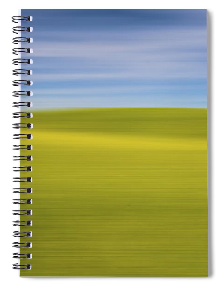 Abstract Spiral Notebook featuring the digital art Acreage of Yellow X by Jon Glaser
