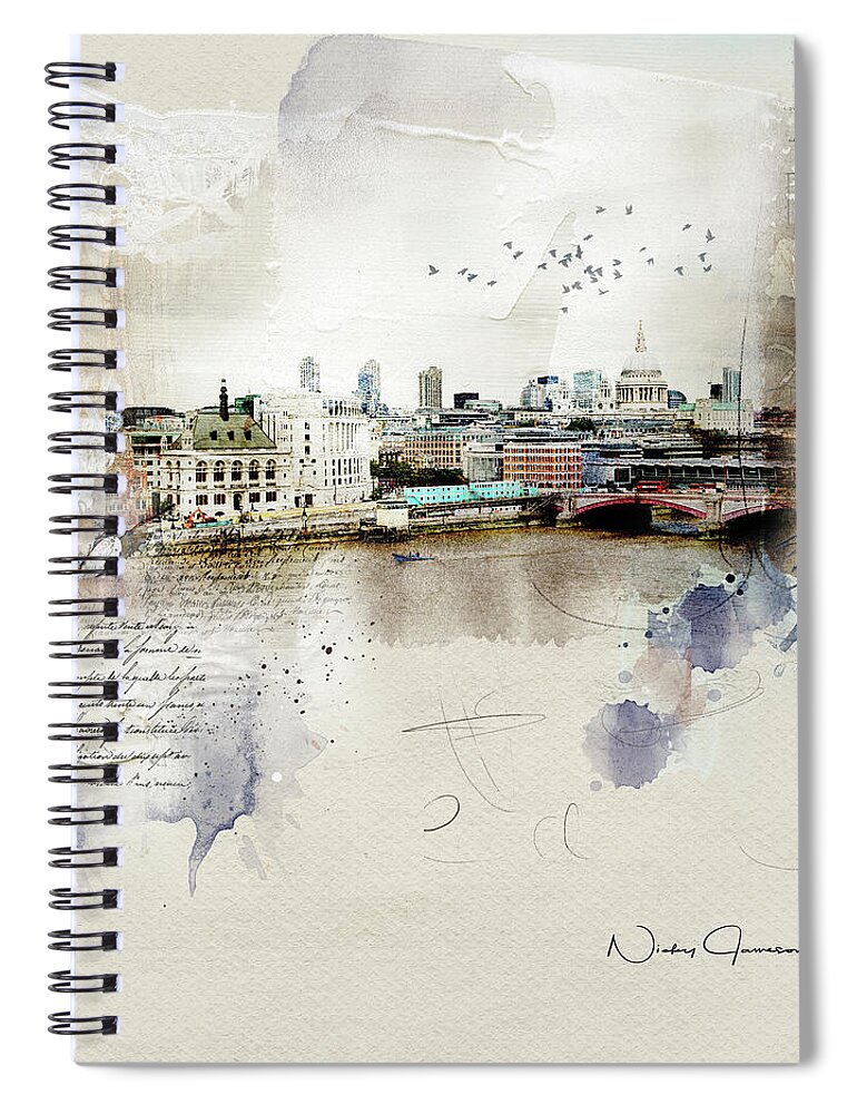 Londonart Spiral Notebook featuring the digital art Across the River by Nicky Jameson