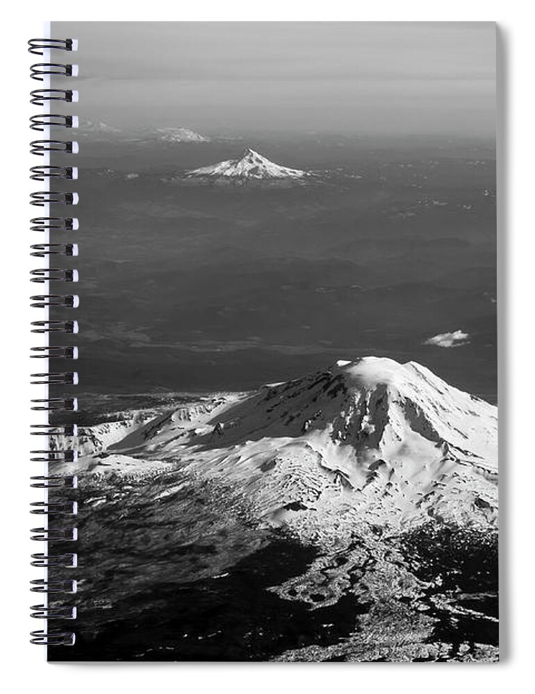 Landscapes Spiral Notebook featuring the photograph Adams Hood Jefferson and the Three Sisters by Mary Lee Dereske