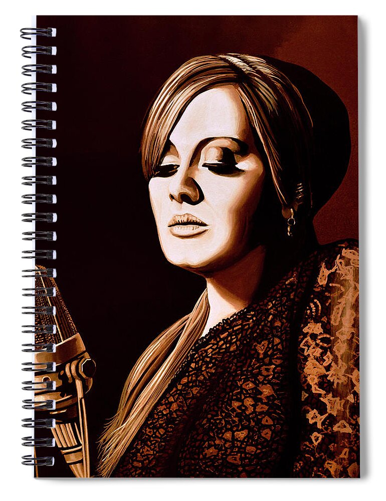 Adele Spiral Notebook featuring the mixed media Adele Skyfall Gold by Paul Meijering