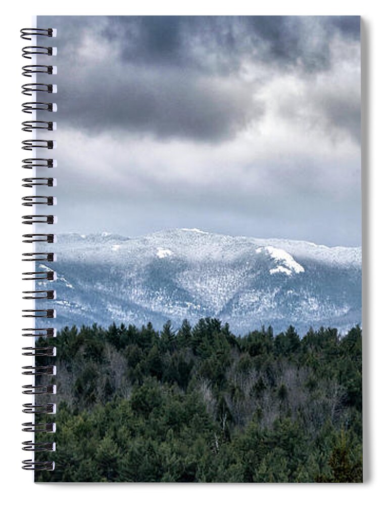 adirondack High Peaks Spiral Notebook featuring the photograph Adirondack High Peaks during winter - New York by Brendan Reals