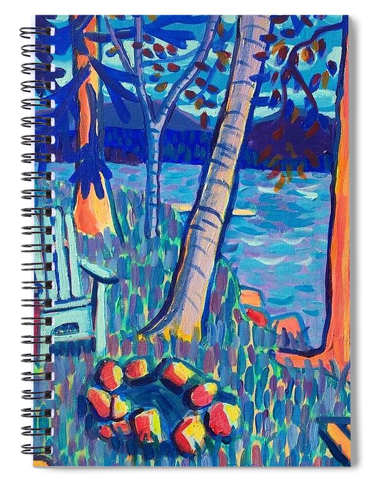 Lake Spiral Notebook featuring the painting Adirondacks at Rangeley Lake by Debra Bretton Robinson