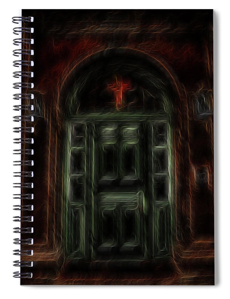 Abstract Spiral Notebook featuring the digital art Adytum by William Horden