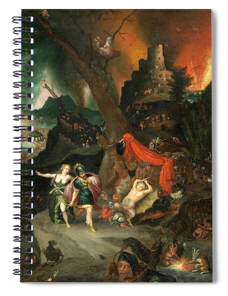 Jan Brueghel The Younger Spiral Notebook featuring the painting Aeneas and the Sibyl in the Underworld by Jan Brueghel the Younger