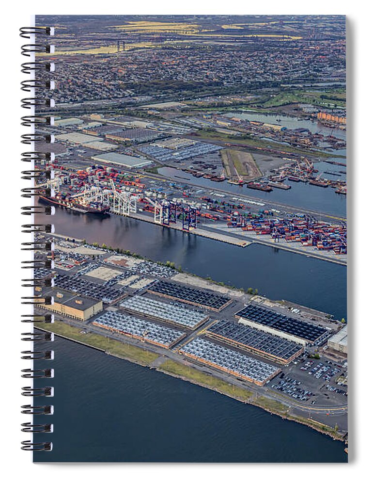 Aerial View Spiral Notebook featuring the photograph Aerial View Bayonne Container Terminal by Susan Candelario