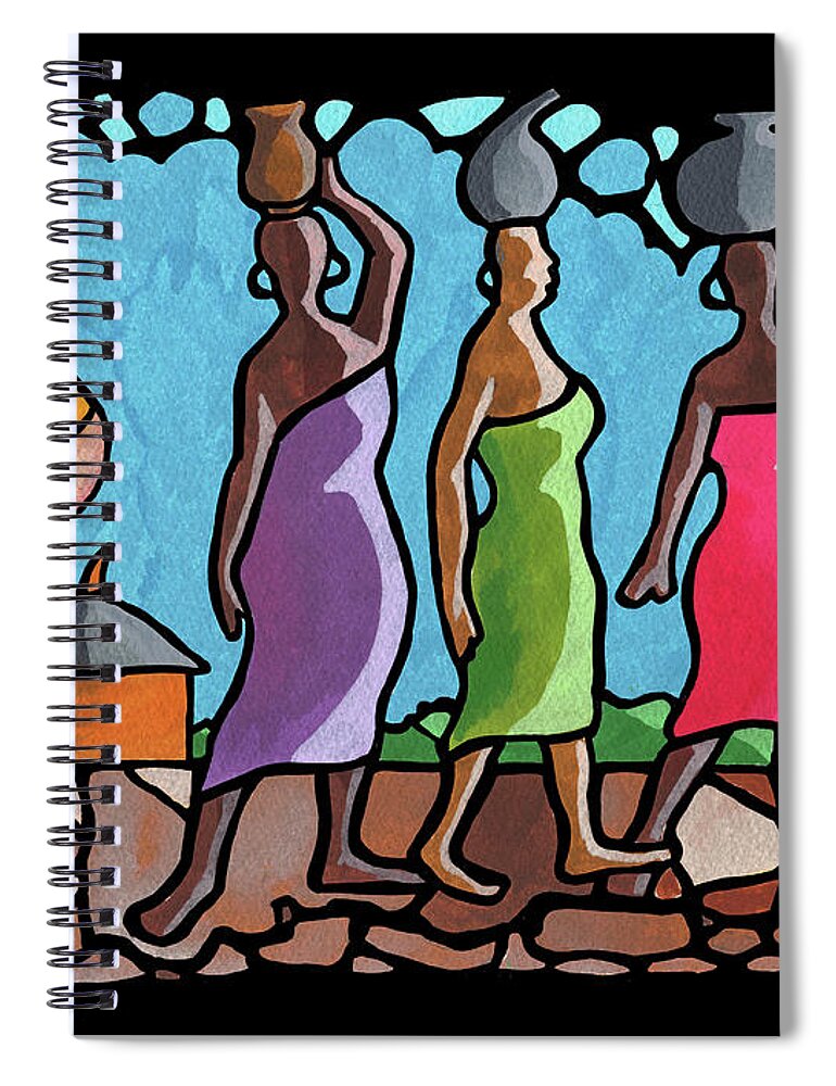 Cat Walk Spiral Notebook featuring the painting African Cat Walk by Anthony Mwangi