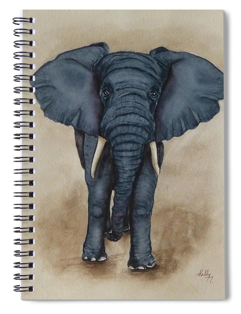African Elephant Spiral Notebook featuring the painting African Elephant by Kelly Mills