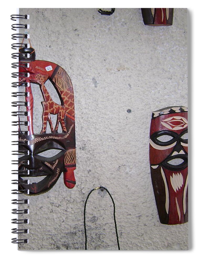 African Spiral Notebook featuring the photograph African Face Masks by Moshe Harboun
