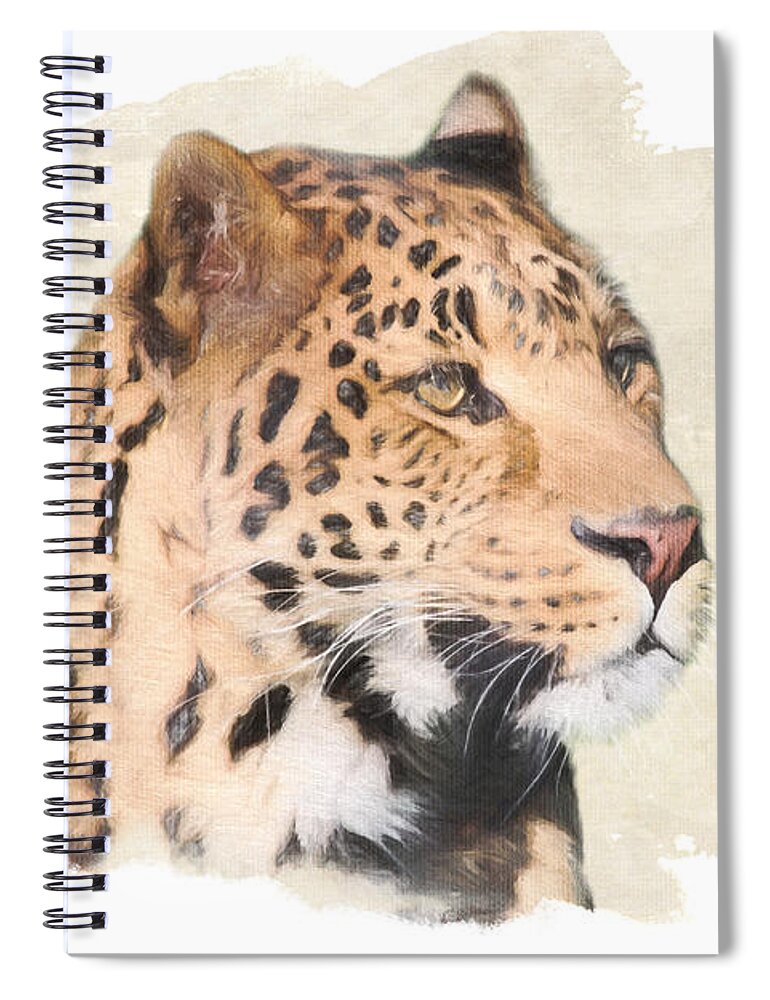 Leopard Spiral Notebook featuring the digital art African Leopard Portrait by Jayne Carney