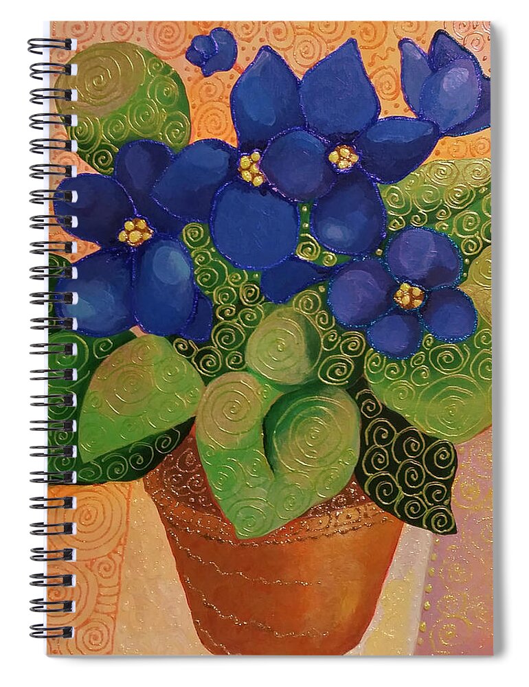 Flowers Spiral Notebook featuring the painting African Violets by Corey Habbas