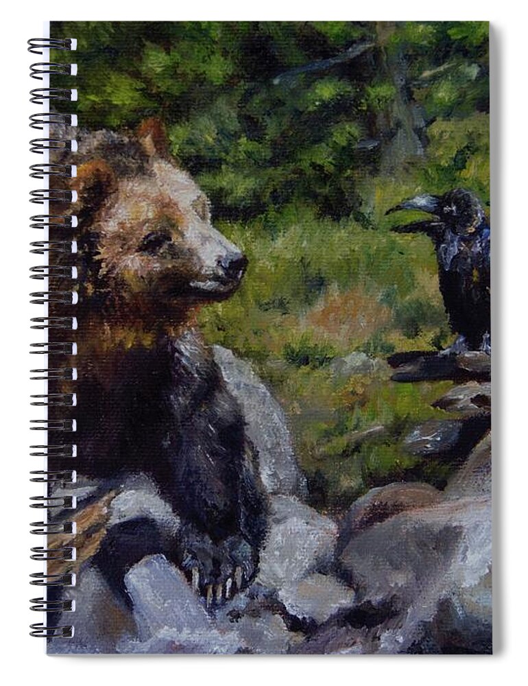 Bear Spiral Notebook featuring the painting Afternoon Neigh-bear by Lori Brackett