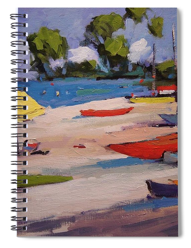 Hawaii Spiral Notebook featuring the painting Afternoon on Lanikai Beach Oahu Hawaii by R W Goetting