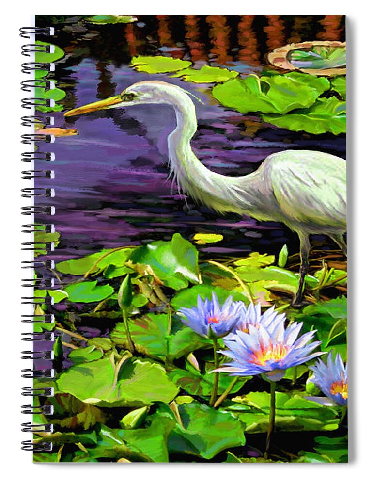 Water Birds Spiral Notebook featuring the painting Afternoon Snack by David Van Hulst