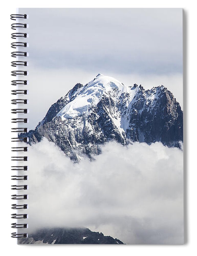 Mountain Landscape Spiral Notebook featuring the photograph Aiguille Verte and Aiguille du Dru in the clouds - Chamonix - French Alps by Paul MAURICE