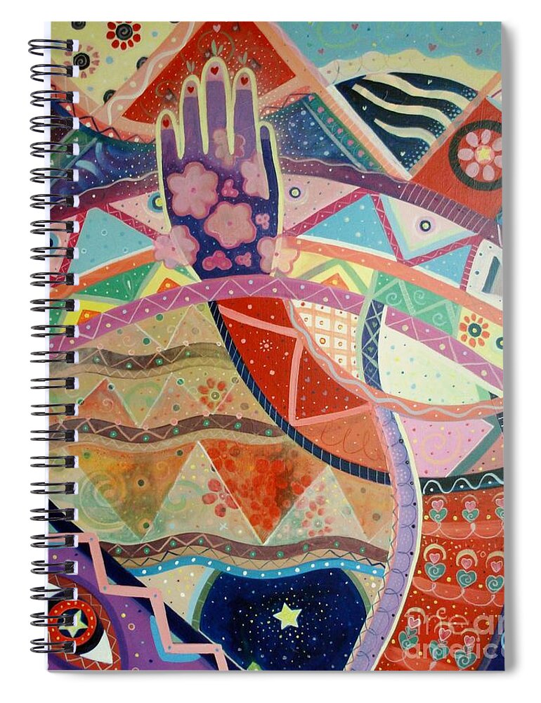 Hand Spiral Notebook featuring the painting Aim High by Helena Tiainen