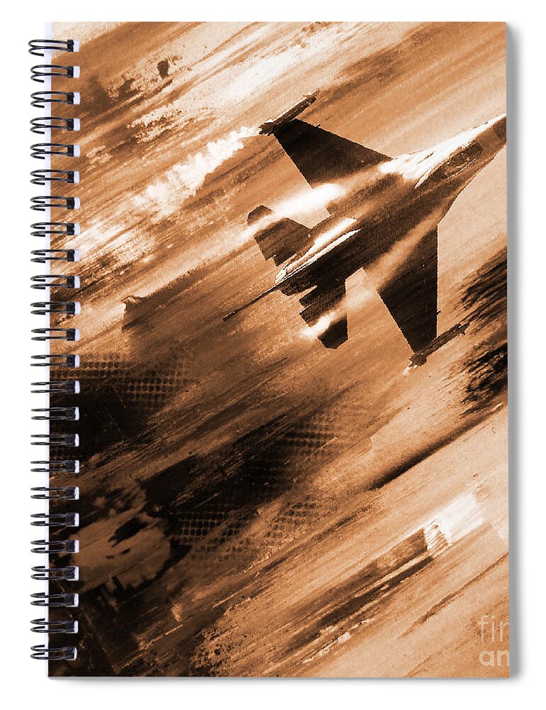 F-16 Spiral Notebook featuring the painting Air craft 021 by Gull G