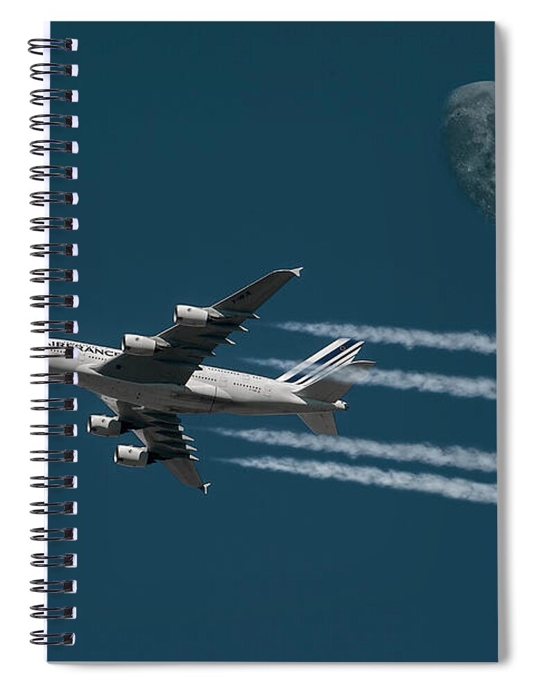Air France Spiral Notebook featuring the digital art Air France A380-800 by Erik Simonsen