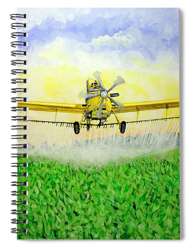 Air Tractor Spiral Notebook featuring the painting Air Tractor Crop Duster by Karl Wagner