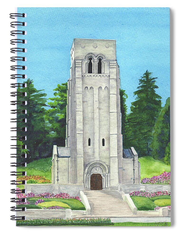 Aisne Marne French France Usmc Belleau Wood Cemetery American Cemetary Betsy Hackett 100th Anniversary One Hundredth One Hundred Anniversary 1918 Memorial Day Picardi Picarde Devil Dogs Dog Hand Painted Watercolor Elizabeth Spiral Notebook featuring the painting Aisne-Marne American Cemetery by Betsy Hackett