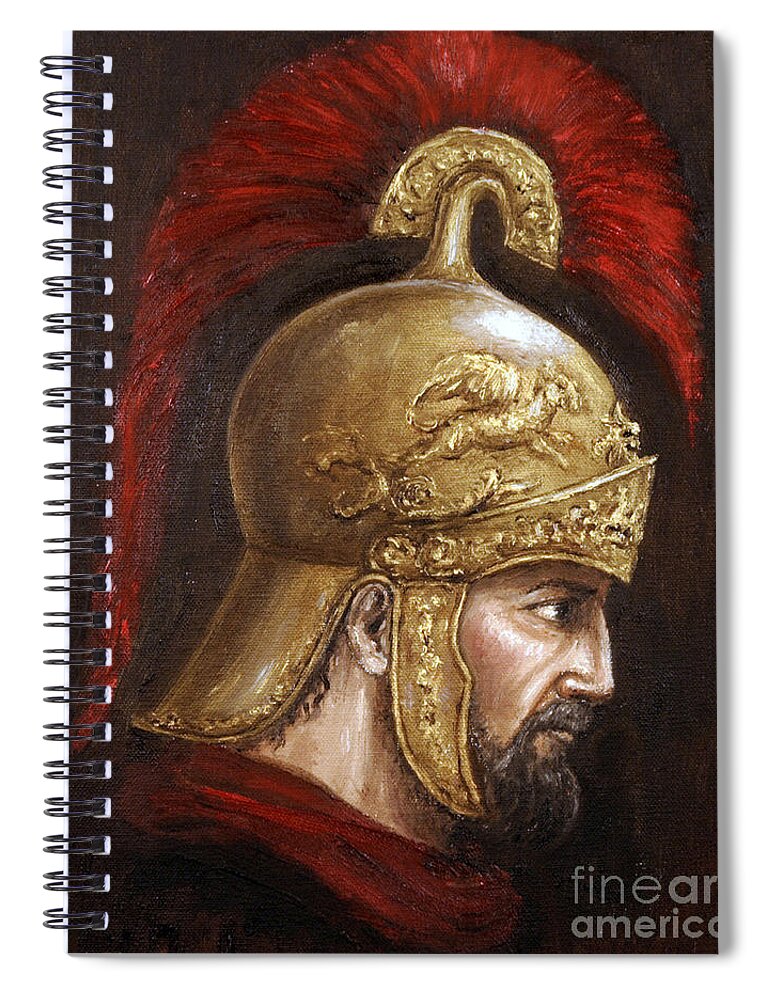 Warrior Spiral Notebook featuring the painting Ajax by Arturas Slapsys
