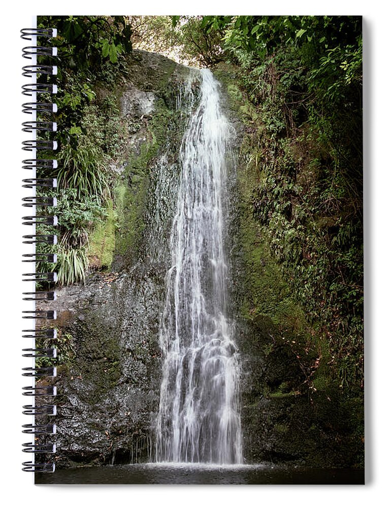 Joan Carroll Spiral Notebook featuring the photograph Banks Peninsula Waterfall New Zealand by Joan Carroll