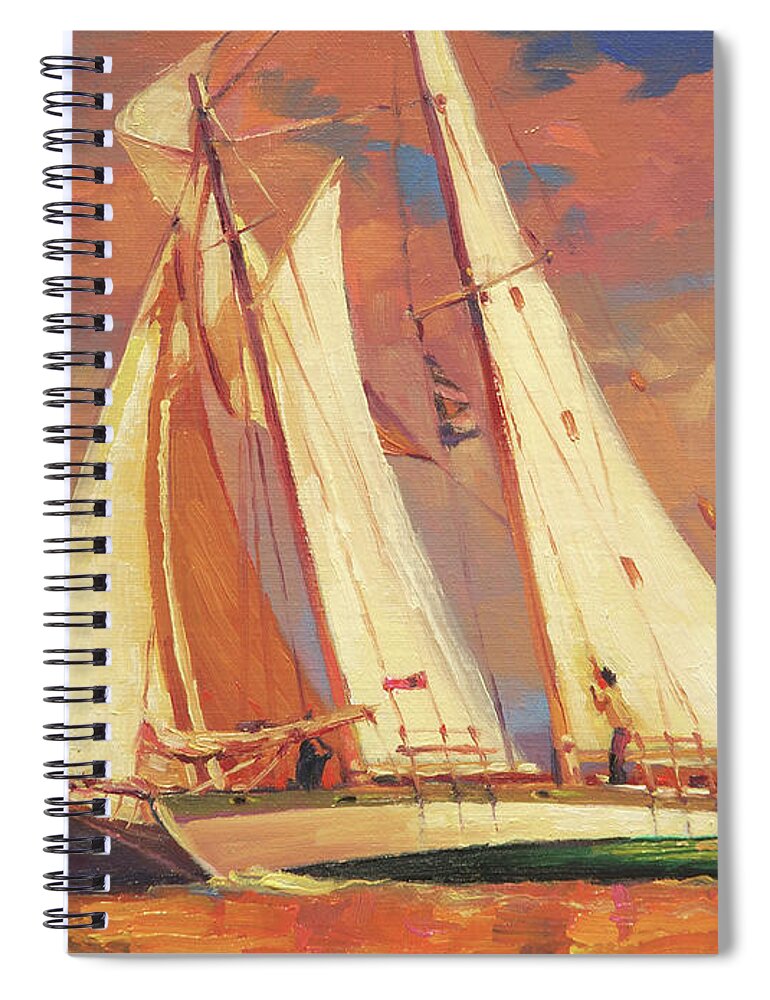 Sailboat Spiral Notebook featuring the painting Al Fresco by Steve Henderson