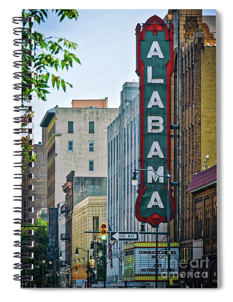 Alabama Spiral Notebook featuring the photograph Alabama Theatre by Ken Johnson
