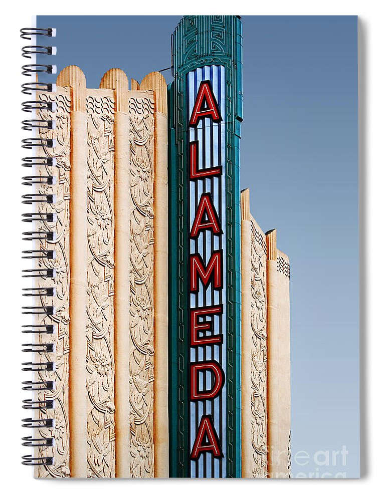Theater Spiral Notebook featuring the photograph Alameda Movie Theater . Alameda California by Wingsdomain Art and Photography