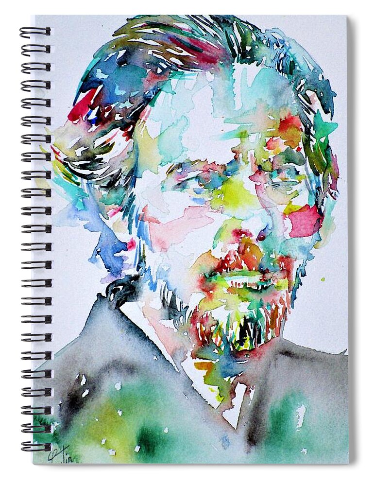 Alan Spiral Notebook featuring the painting ALAN WATTS watercolor portrait by Fabrizio Cassetta