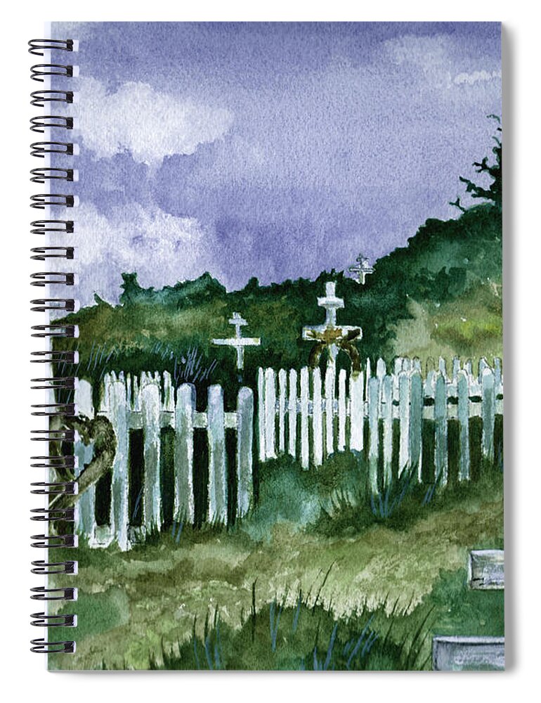 Landscape Spiral Notebook featuring the painting Alaska Graveyard by Brenda Owen