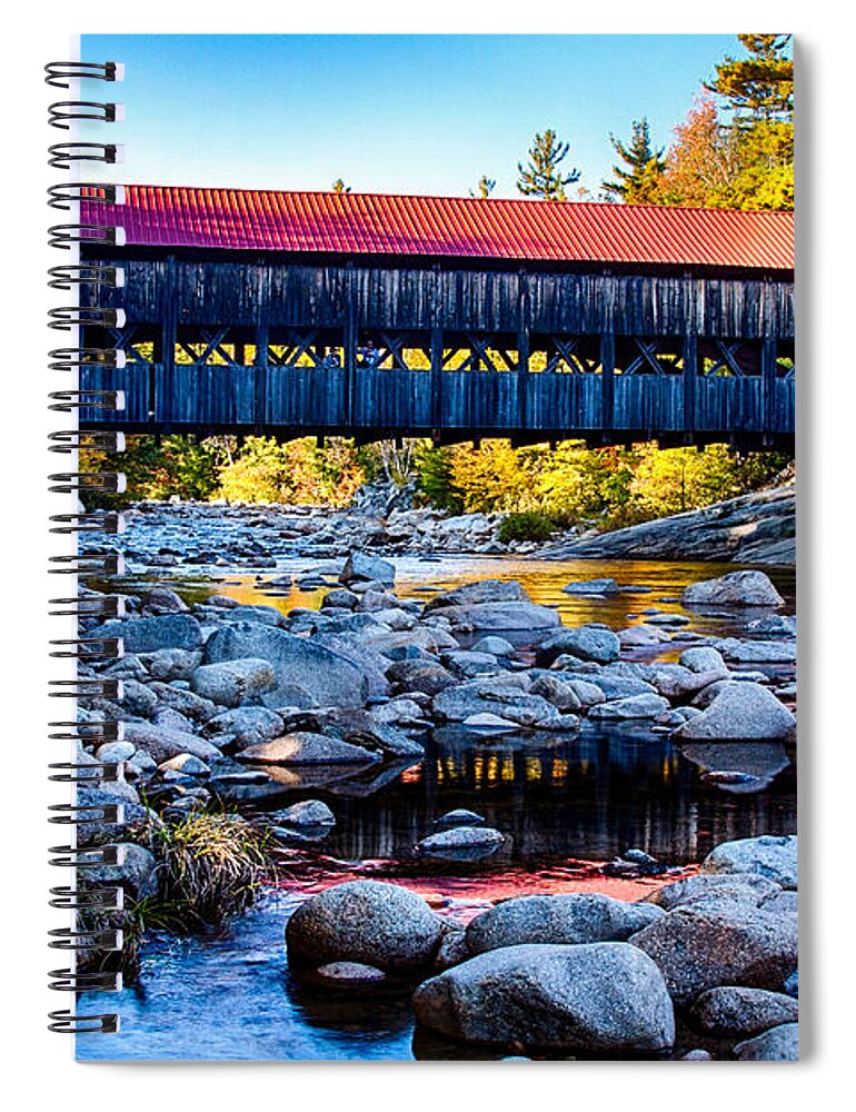 #jefffolger #vistaphotography Spiral Notebook featuring the photograph Albany covered Bridge reflection by Jeff Folger