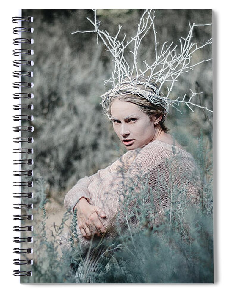 Woman Spiral Notebook featuring the photograph Albino in the Forest 1. Prickle Tenderness by Inna Mosina