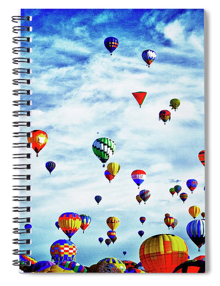 Hot Air Balloon Spiral Notebook featuring the digital art Albuquerque Blues by Gary Baird