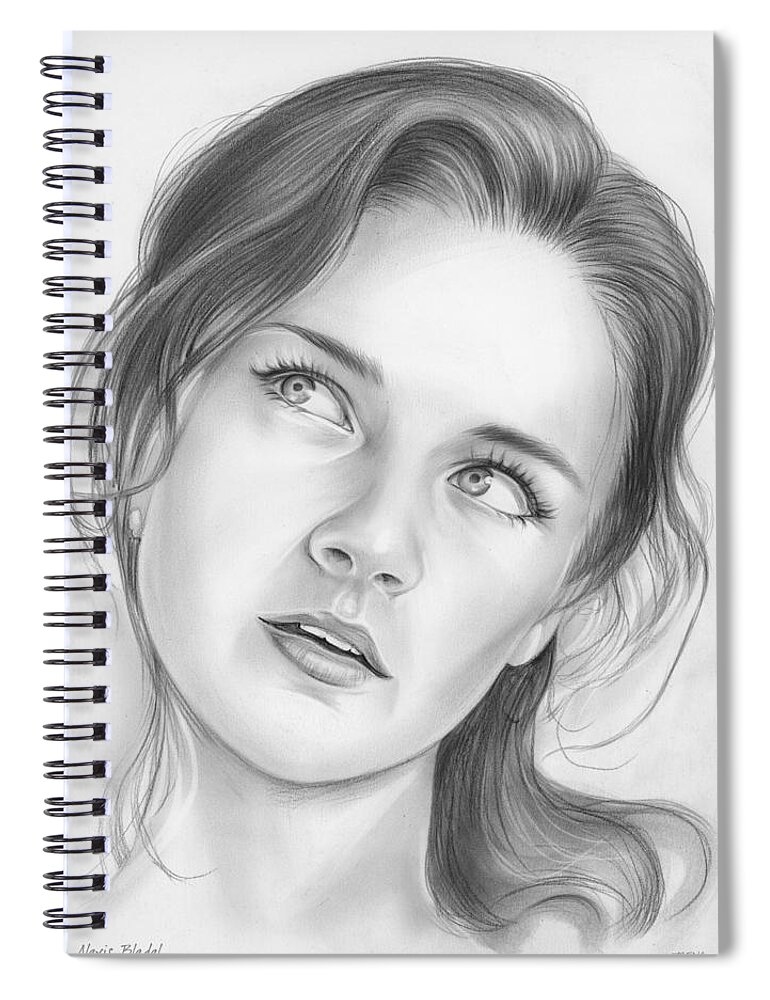 Alexis Bledel Spiral Notebook featuring the drawing Alexis Bledel by Greg Joens