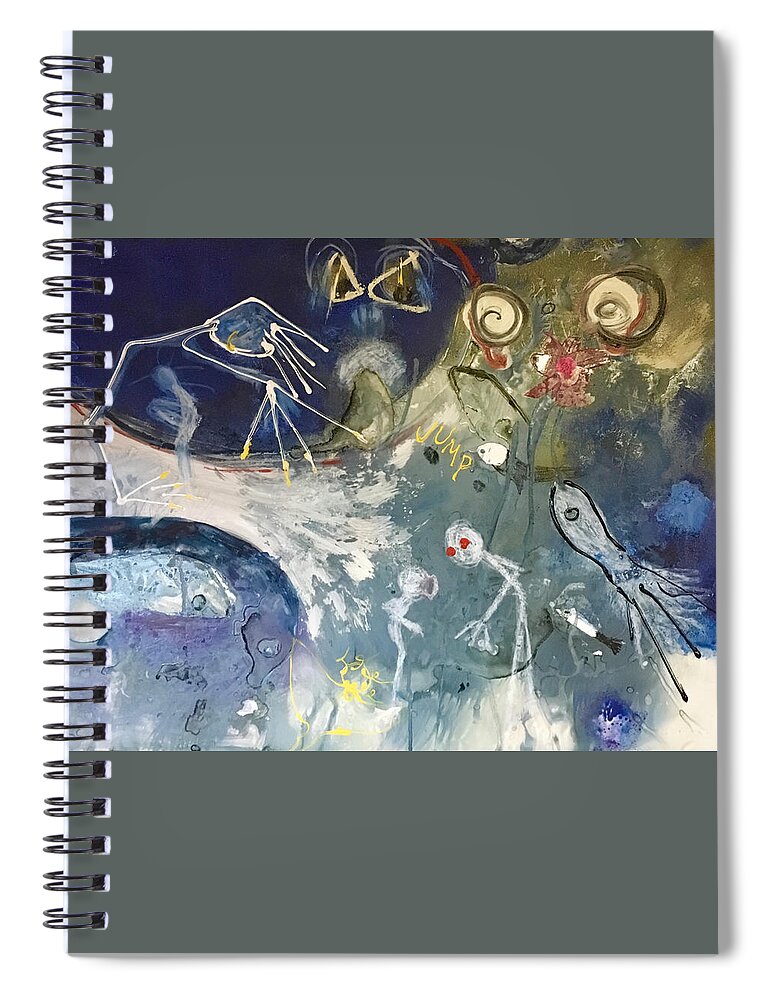 Contemporary Spiral Notebook featuring the painting Aliens by Carole Johnson