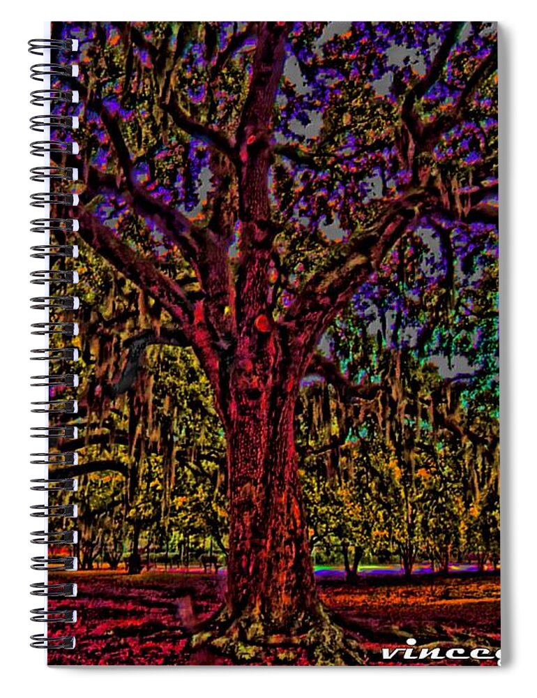 Savannah Spiral Notebook featuring the digital art Alive Oak by Vincent Green