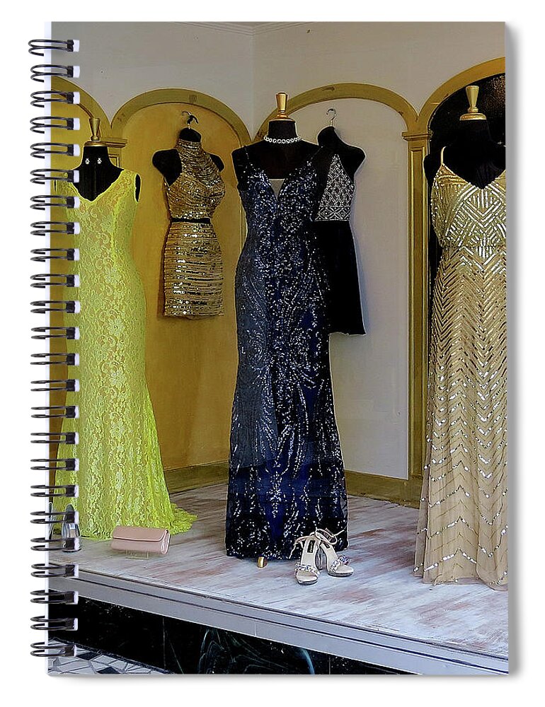 Evening Gowns Spiral Notebook featuring the photograph All Dressed Up and No Place to Go by Linda Stern