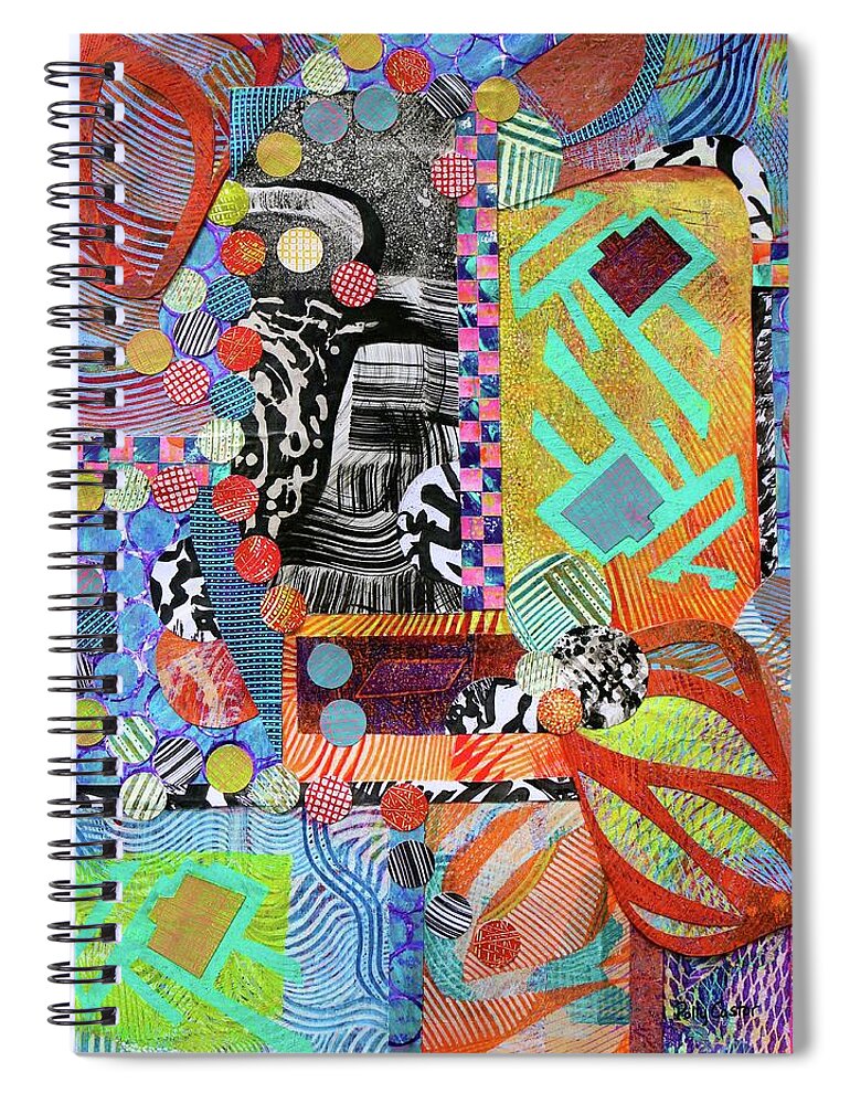 Monoprint Collage Spiral Notebook featuring the mixed media All That Jazz by Polly Castor