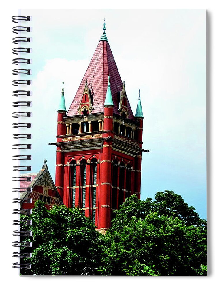 Allegany County Courthouse Spiral Notebook featuring the photograph Allegany County Maryland Courthouse Spire by Linda Stern