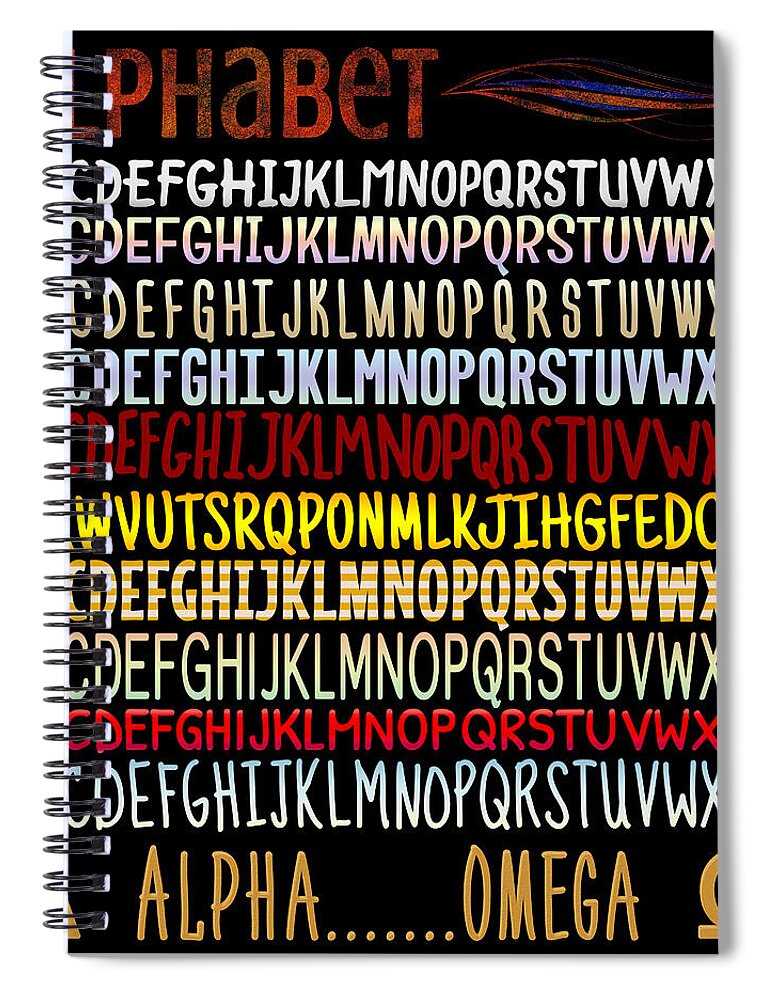 Fine Spiral Notebook featuring the digital art Alphabet by Jutta Maria Pusl