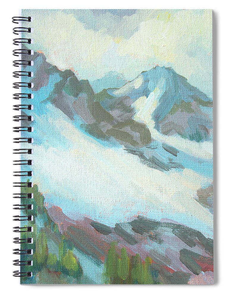 Alps Spiral Notebook featuring the painting Alps in Switzerland by Diane McClary