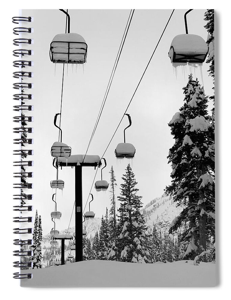 Chairlift Spiral Notebook featuring the photograph Alta October by Brett Pelletier