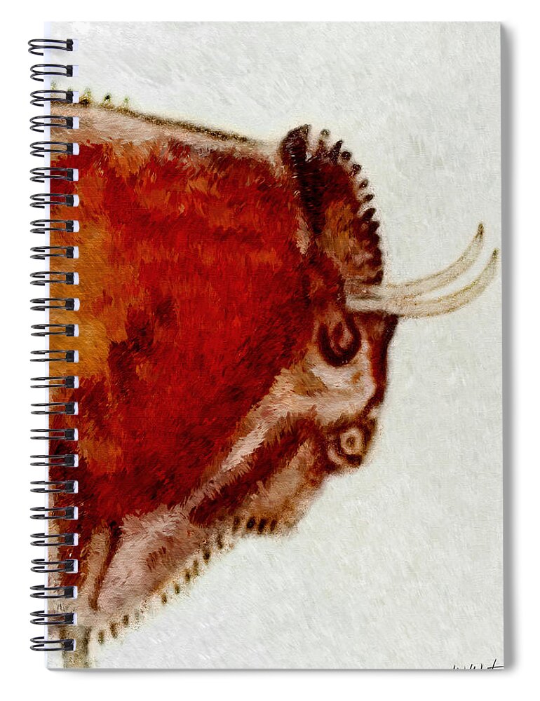 Altamira Spiral Notebook featuring the digital art Altamira Prehistoric Bison Detail by Weston Westmoreland