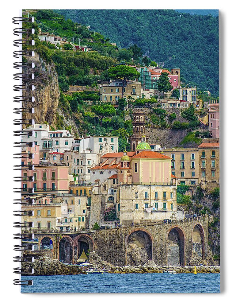 Amalfi Town Spiral Notebook featuring the photograph Amalfi-Amalfi Coast by Maria Rabinky