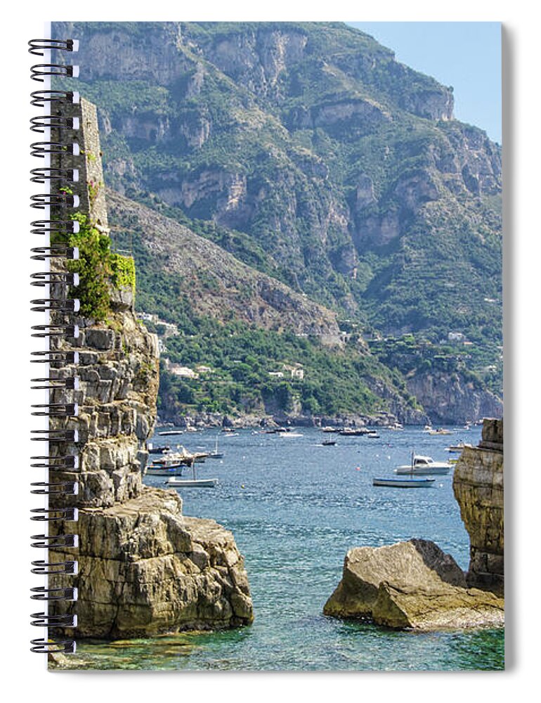 Positano Spiral Notebook featuring the photograph Amalfi fortress by Maria Rabinky