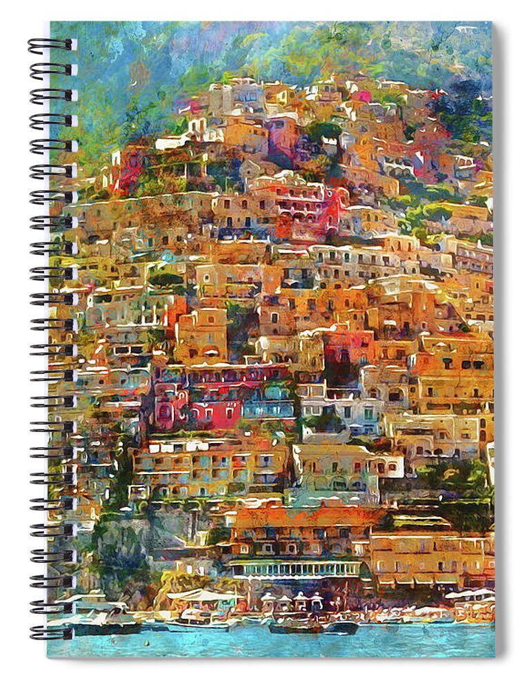 Italy Spiral Notebook featuring the painting Amalfi, Italy - 02 by AM FineArtPrints