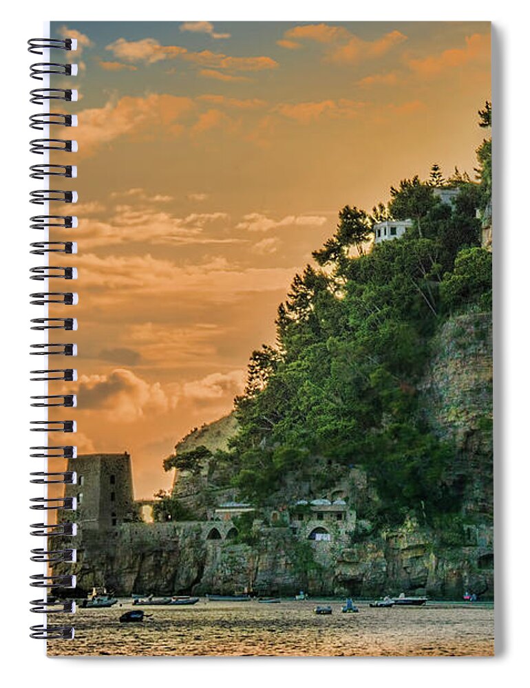 Sunset Spiral Notebook featuring the photograph Amalfi sunset by Maria Rabinky