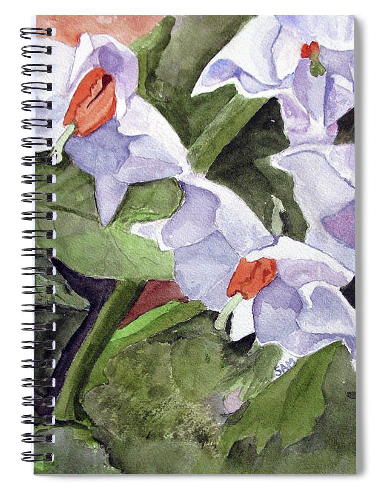 Flower Spiral Notebook featuring the painting Amanda's Blue Potato Flowers by Sandy McIntire