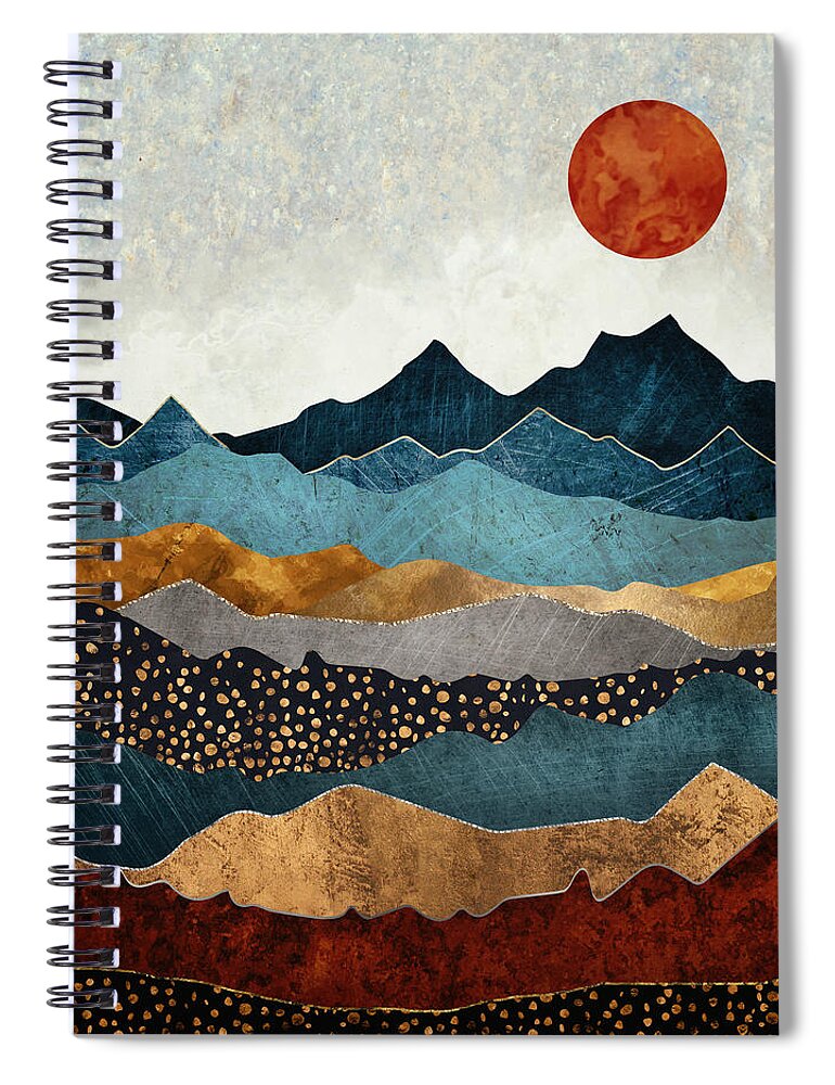 Amber Spiral Notebook featuring the digital art Amber Dusk by Spacefrog Designs
